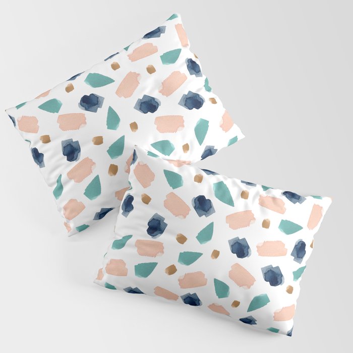 Terrazzo (turquoise, navy, pink & gold) Pillow Sham Gallery Image 3