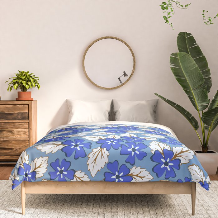 Tossed sakura flowers in blue Comforter Gallery Image 3