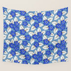 Tossed sakura flowers in blue Wall Tapestry Gallery Image 4