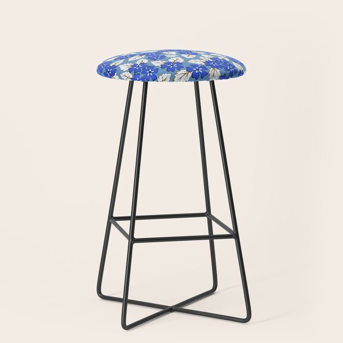 Tossed sakura flowers in blue Stool Gallery Image 1