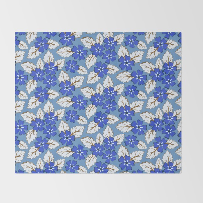 Tossed sakura flowers in blue Throw Blanket Gallery Image 2