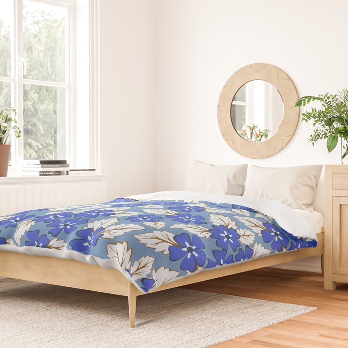 Tossed sakura flowers in blue Duvet Cover Gallery Image 2
