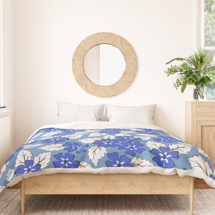 Tossed sakura flowers in blue Duvet Cover Gallery Image 3