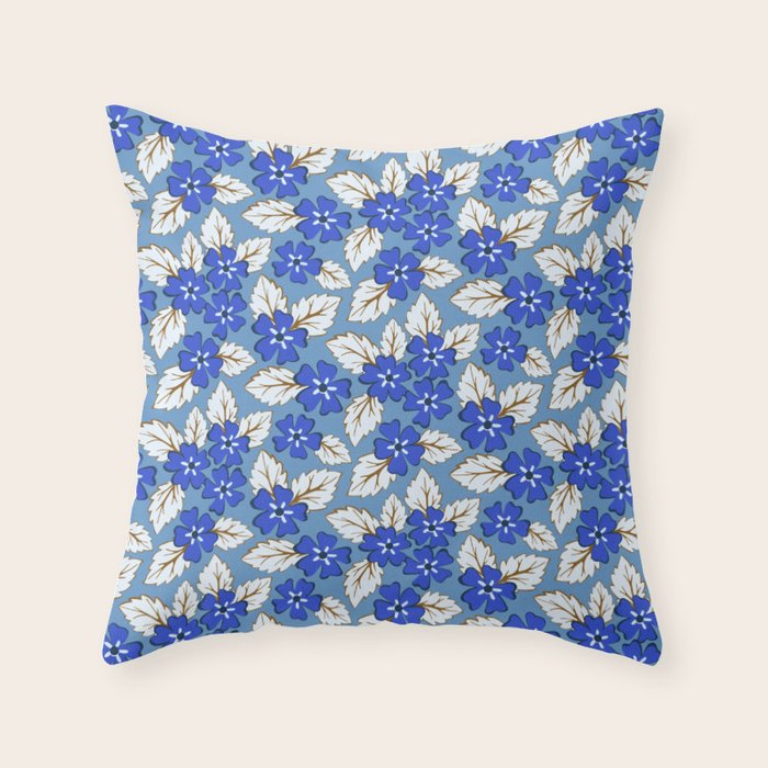 Tossed sakura flowers in blue Throw Pillow Gallery Image 6