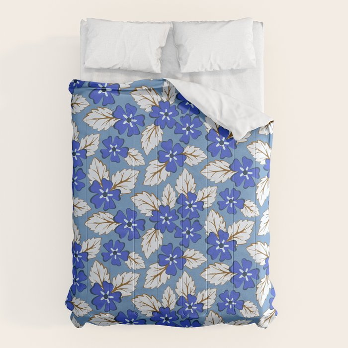 Tossed sakura flowers in blue Comforter Gallery Image 6