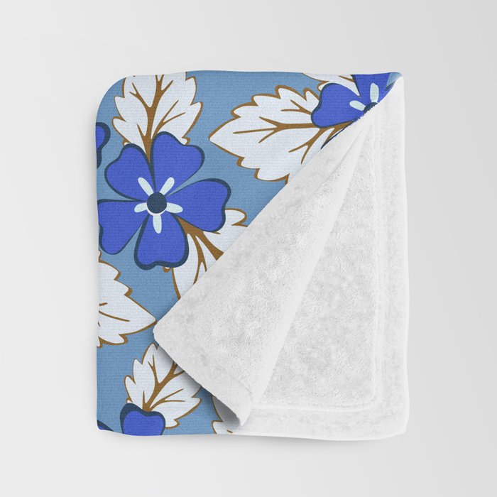 Tossed sakura flowers in blue Throw Blanket Gallery Image 3