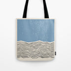 Mid Century Modern Minimalist Blue Waves Rothko Inspired Color Field With Lines Geometric Style  Tote Bag Gallery Image 1