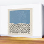 Mid Century Modern Minimalist Blue Waves Rothko Inspired Color Field With Lines Geometric Style  Wall Mural Gallery Image 2