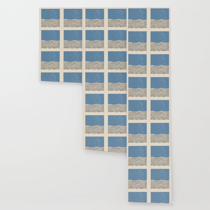 Mid Century Modern Minimalist Blue Waves Rothko Inspired Color Field With Lines Geometric Style  Wallpaper Gallery Image 3