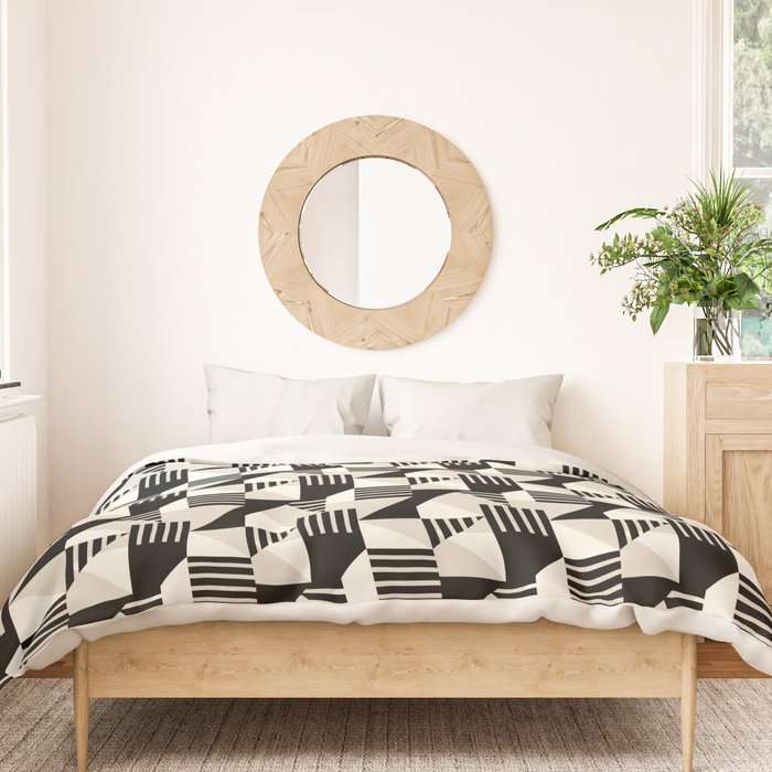 Geometric Abstract in Black and White Duvet Cover Gallery Image 3