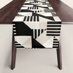 Geometric Abstract in Black and White Table Runner Gallery Image 1