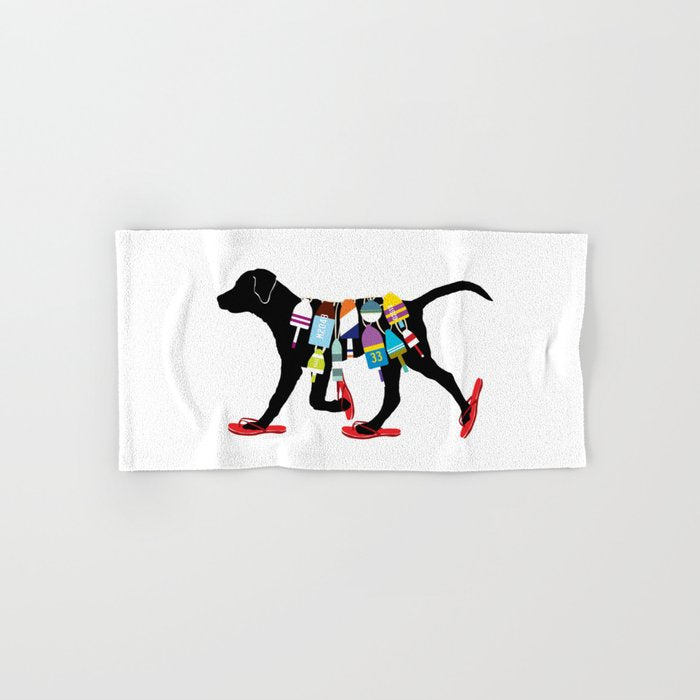 Black dog lab labrador buoy nautical beach ocean sandals flip flop art Bath Towel Gallery Image 1
