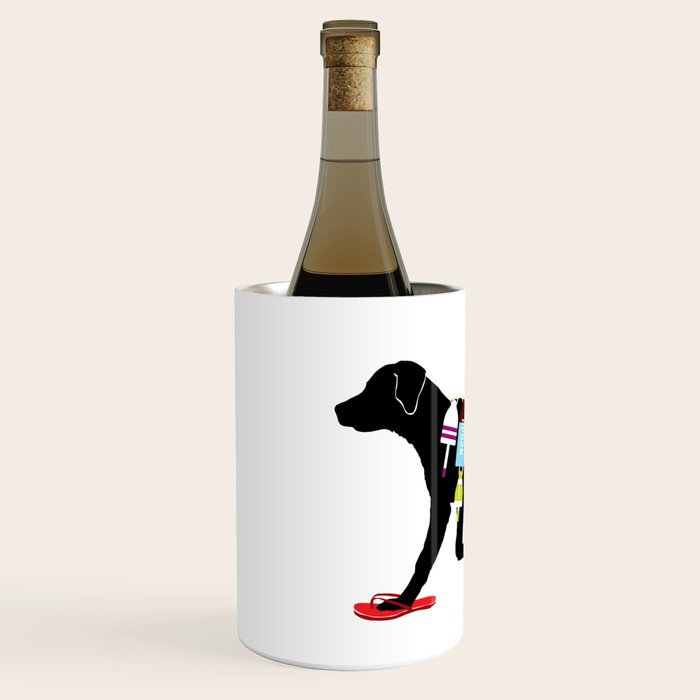 Black dog lab labrador buoy nautical beach ocean sandals flip flop art Wine Chiller Gallery Image 2