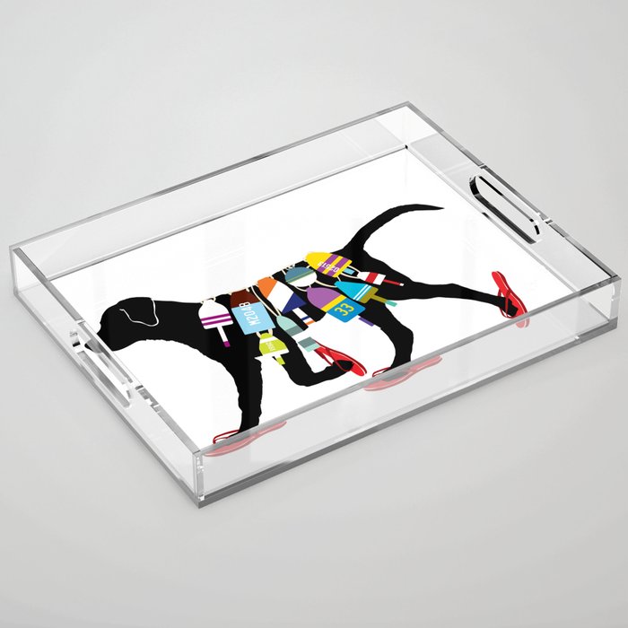 Black dog lab labrador buoy nautical beach ocean sandals flip flop art Acrylic Tray Gallery Image 1