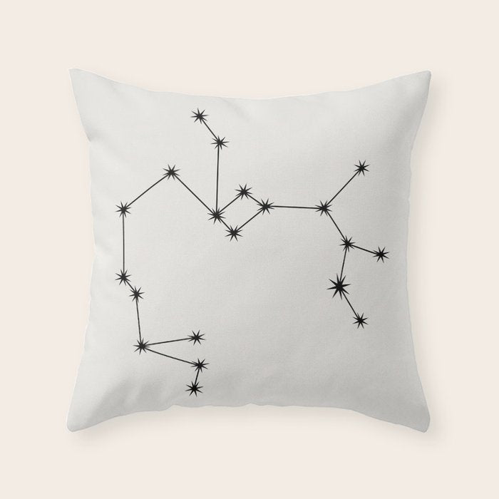Sagittarius Zodiac Star Constellation Line Art White Throw Pillow Gallery Image 6