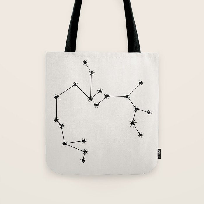 Sagittarius Zodiac Star Constellation Line Art White Tote Bag Gallery Image 1