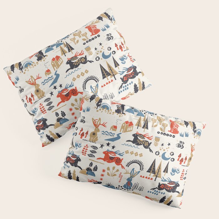 Happy nordic Wolpertinger light Pillow Sham Gallery Image 1