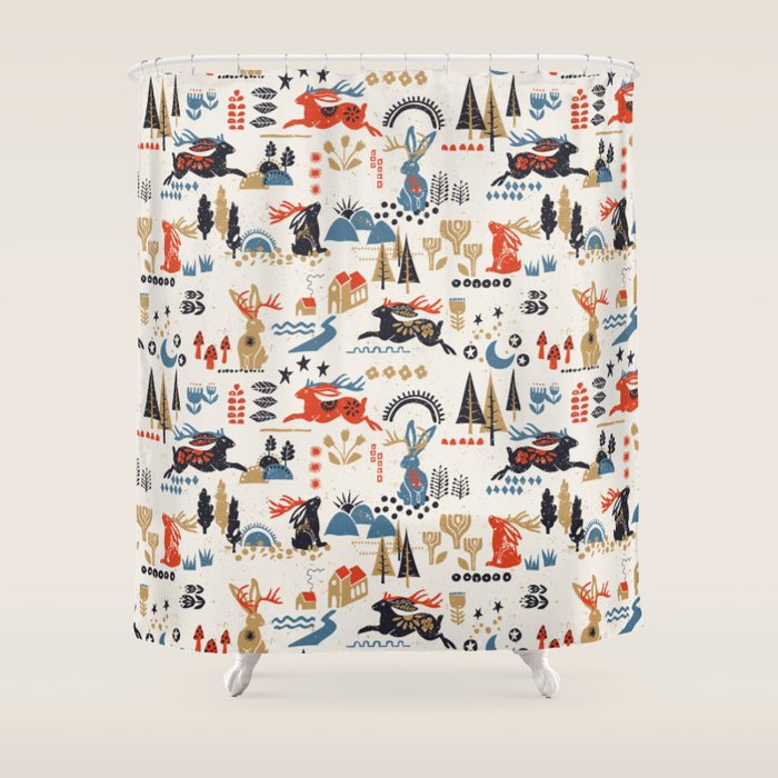 Happy nordic Wolpertinger light Shower Curtain Gallery Image 1