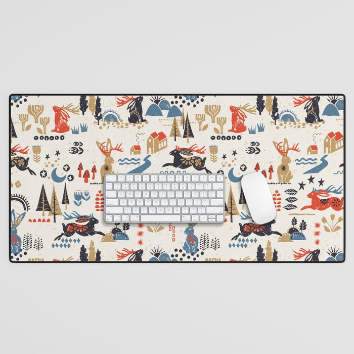 Happy nordic Wolpertinger light Desk Mat Gallery Image 1