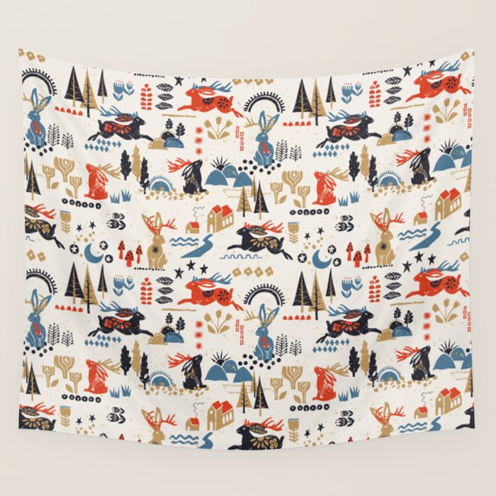Happy nordic Wolpertinger light Wall Tapestry Gallery Image 4