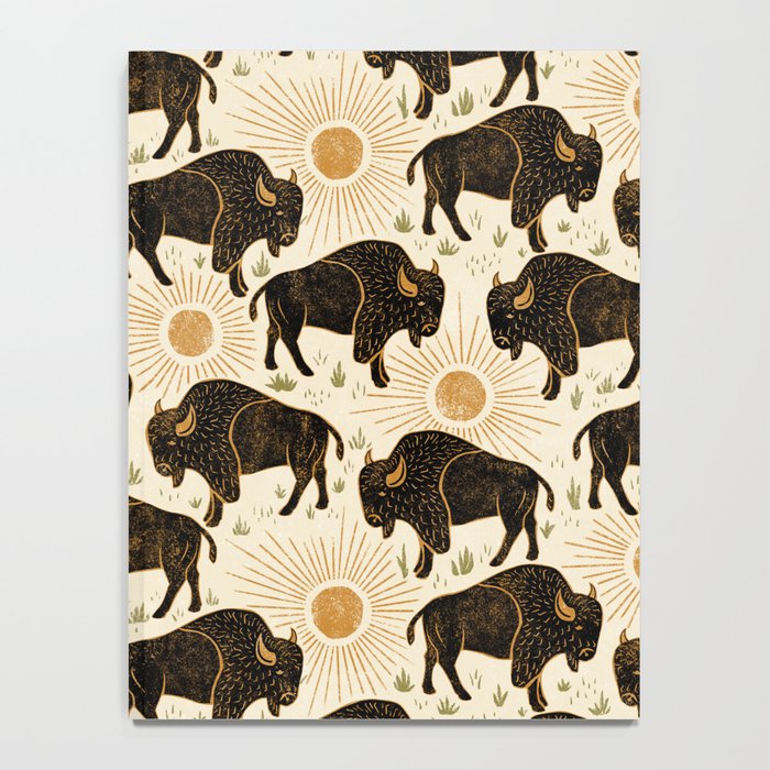Bison - black, gold, moss green, and cream Notebook Gallery Image 4