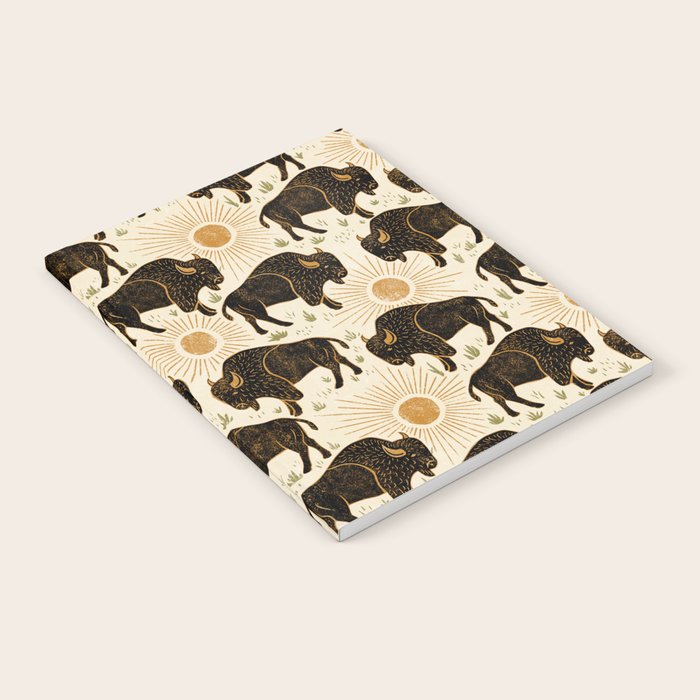 Bison - black, gold, moss green, and cream Notebook