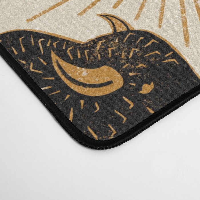 Bison - black, gold, moss green, and cream Desk Mat Gallery Image 4