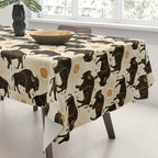 Bison - black, gold, moss green, and cream Tablecloth Gallery Image 3