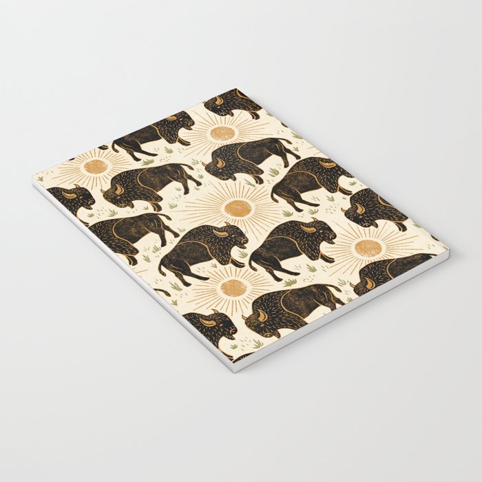 Bison - black, gold, moss green, and cream Notebook Gallery Image 3