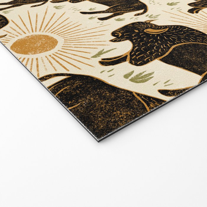 Bison - black, gold, moss green, and cream Welcome Mat Gallery Image 2