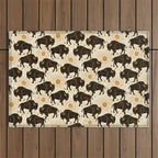 Bison - black, gold, moss green, and cream Outdoor Rug Gallery Image 1