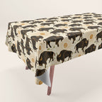 Bison - black, gold, moss green, and cream Tablecloth Gallery Image 1