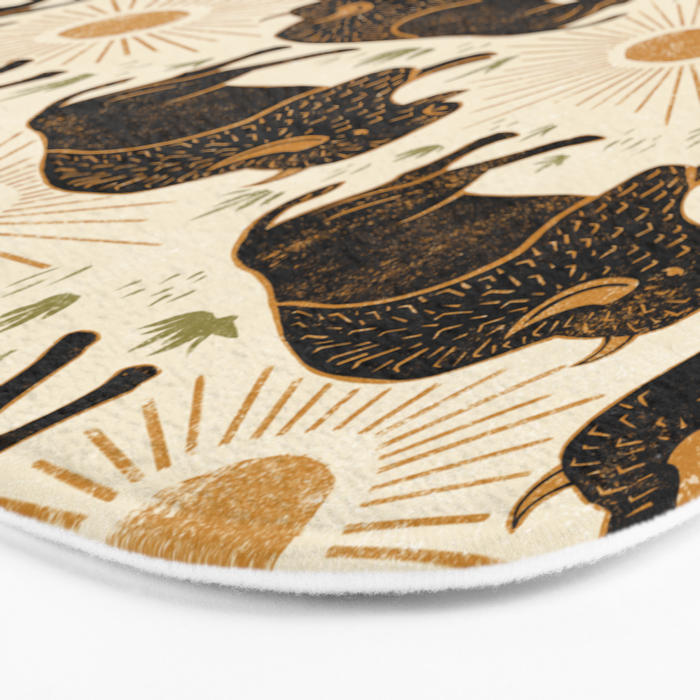Bison - black, gold, moss green, and cream Bath Mat Gallery Image 3
