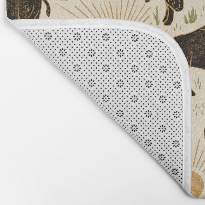 Bison - black, gold, moss green, and cream Bath Mat Gallery Image 2
