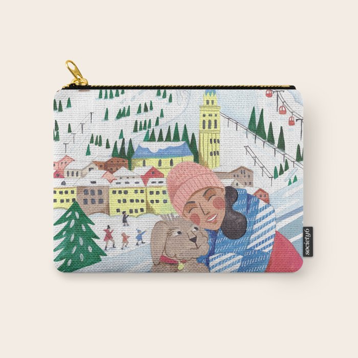 Woman with dog in the mountains Carry All Pouch Gallery Image 1