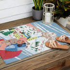 Woman with dog in the mountains Outdoor Rug Gallery Image 2