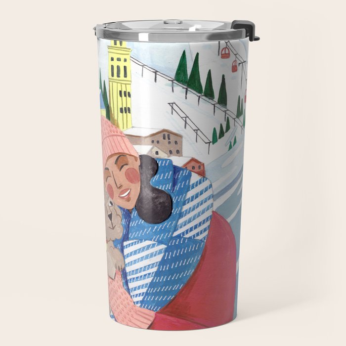 Woman with dog in the mountains Travel Mug Gallery Image 2