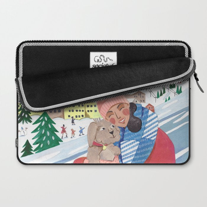 Woman with dog in the mountains Laptop Sleeve Gallery Image 2