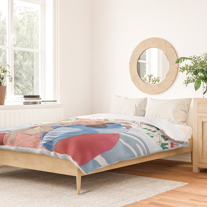 Woman with dog in the mountains Duvet Cover Gallery Image 2