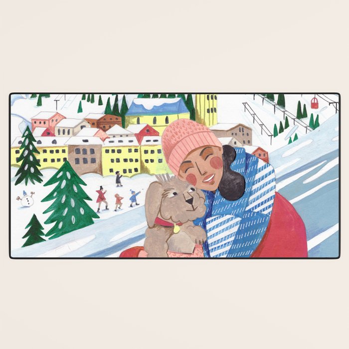 Woman with dog in the mountains Desk Mat Gallery Image 3