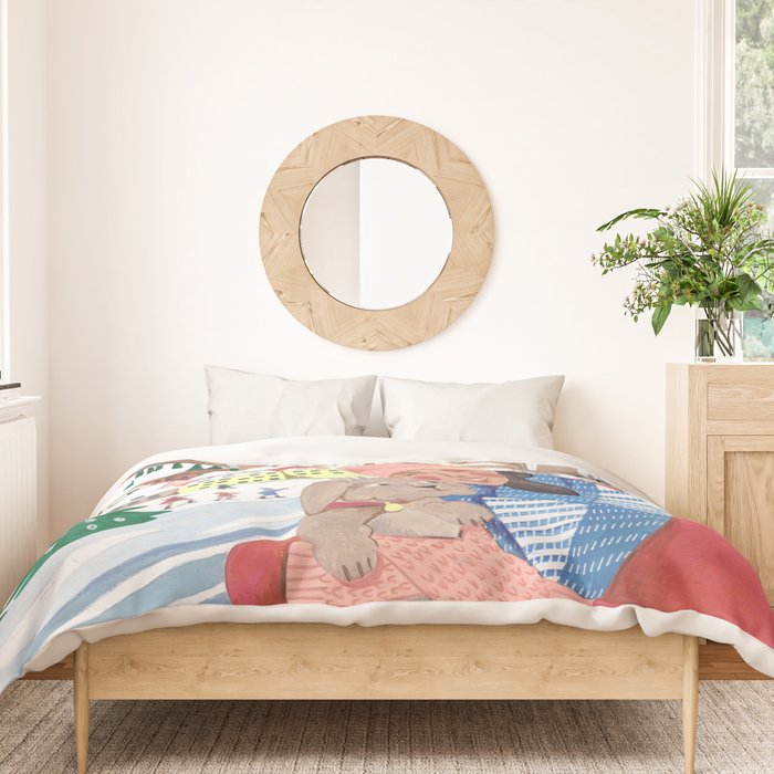 Woman with dog in the mountains Duvet Cover Gallery Image 3