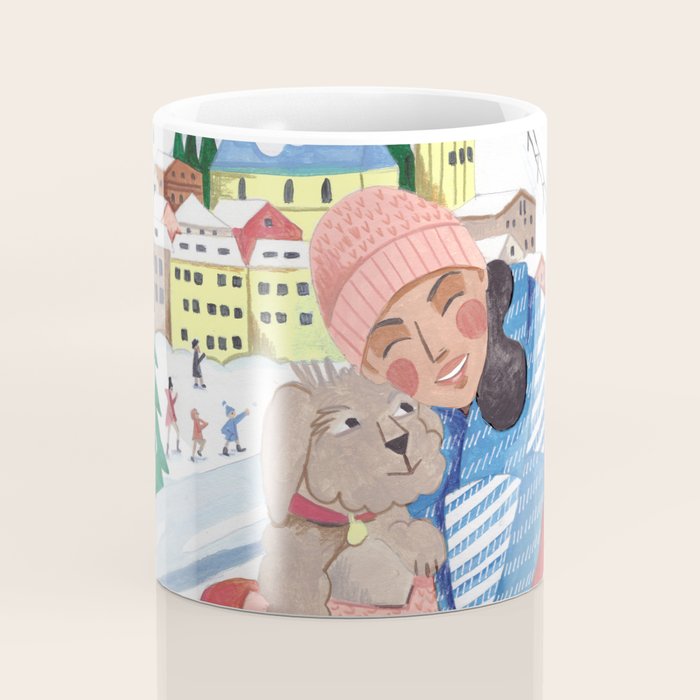 Woman with dog in the mountains Coffee Mug Gallery Image 4