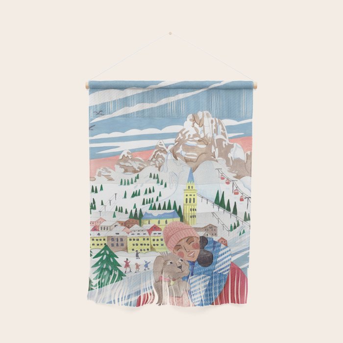 Woman with dog in the mountains Wall Hanging Gallery Image 1