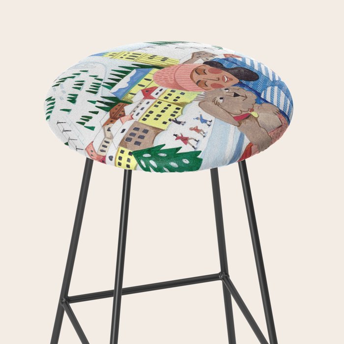 Woman with dog in the mountains Stool Gallery Image 2