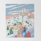 Woman with dog in the mountains Throw Blanket Gallery Image 2
