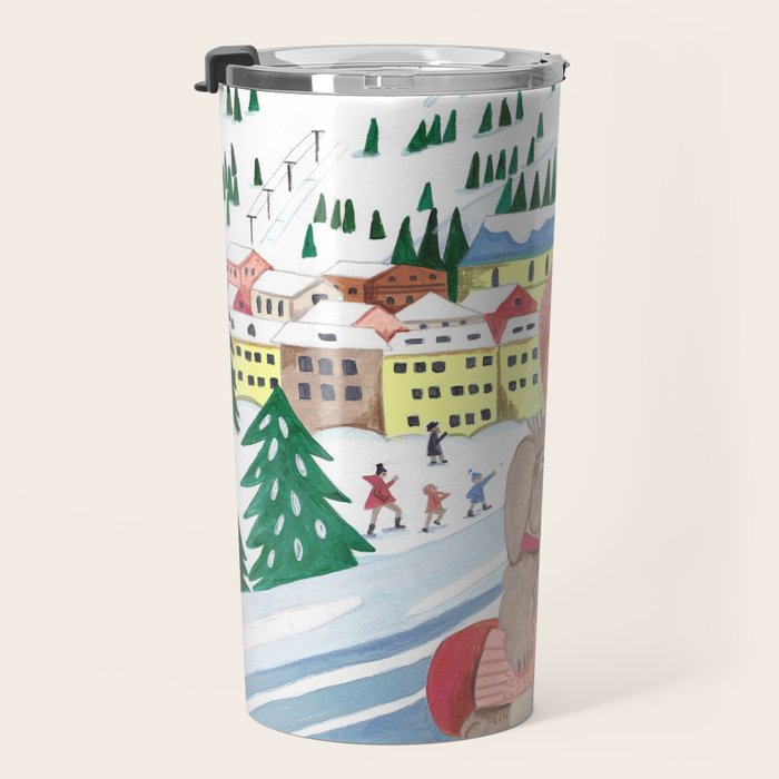 Woman with dog in the mountains Travel Mug Gallery Image 3