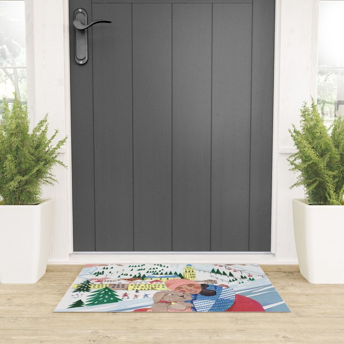 Woman with dog in the mountains Welcome Mat Gallery Image 3