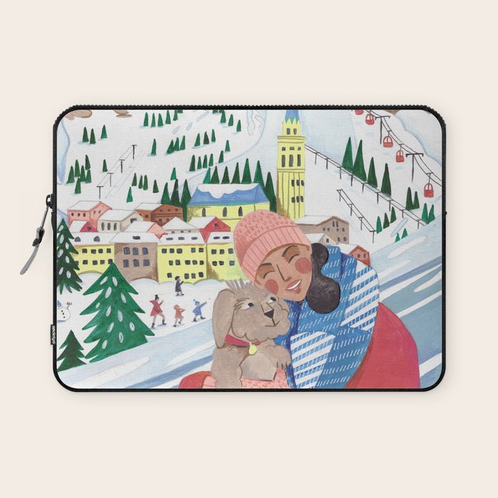 Woman with dog in the mountains Laptop Sleeve Gallery Image 1