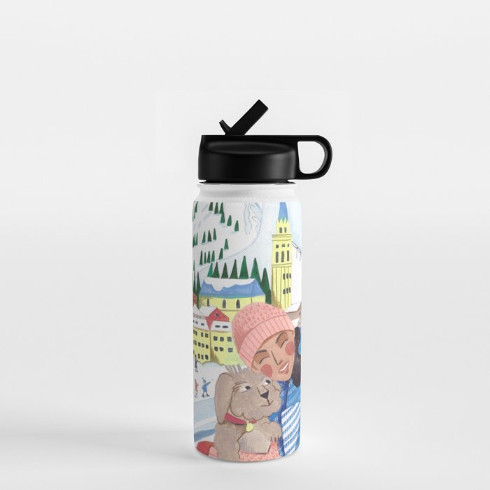 Woman with dog in the mountains Water Bottle Gallery Image 1