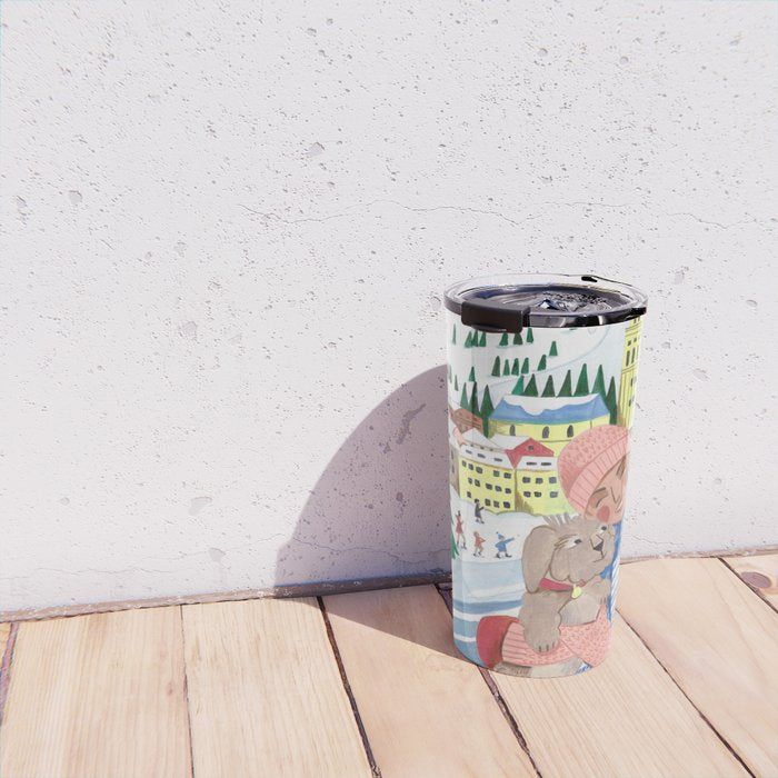 Woman with dog in the mountains Travel Mug Gallery Image 4